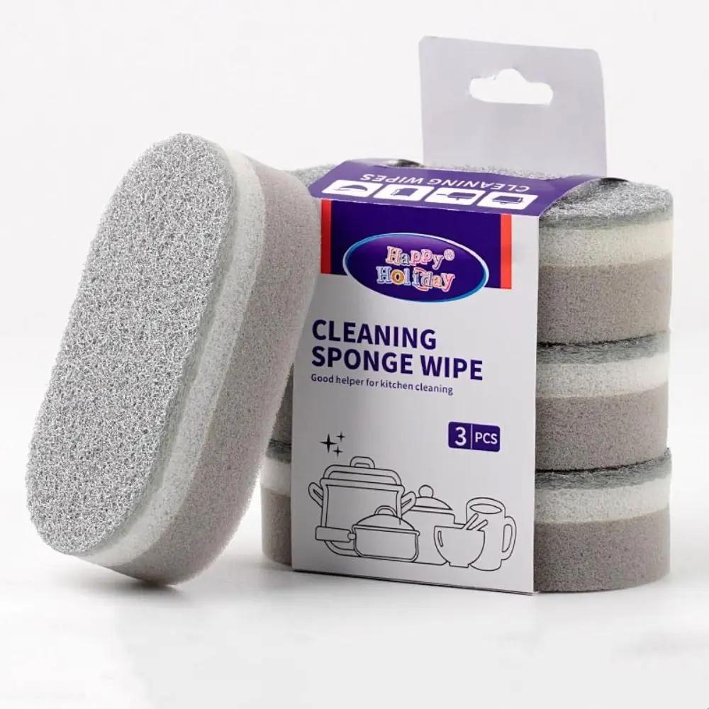 1/2/3Pcs Durable Three-Layers Dishwashing Sponge Decontamination Cleaning Dishwashing Towel Double-Sided Thick Magic Sponge