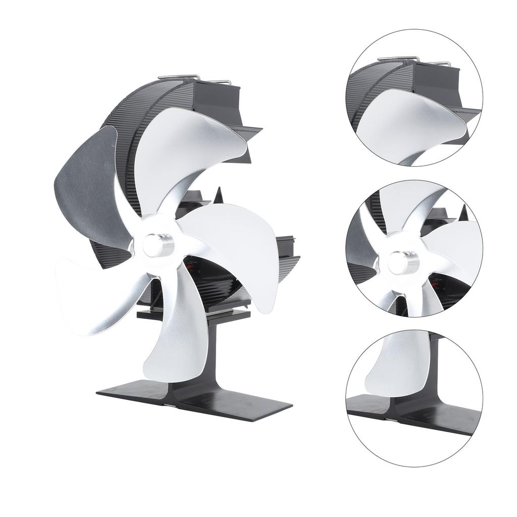 Holzofenlüfter 5 Schaufeln Ultra Leise Luftzirkulation Heizung Energieeinsparung Hitzegetrieben Kamin