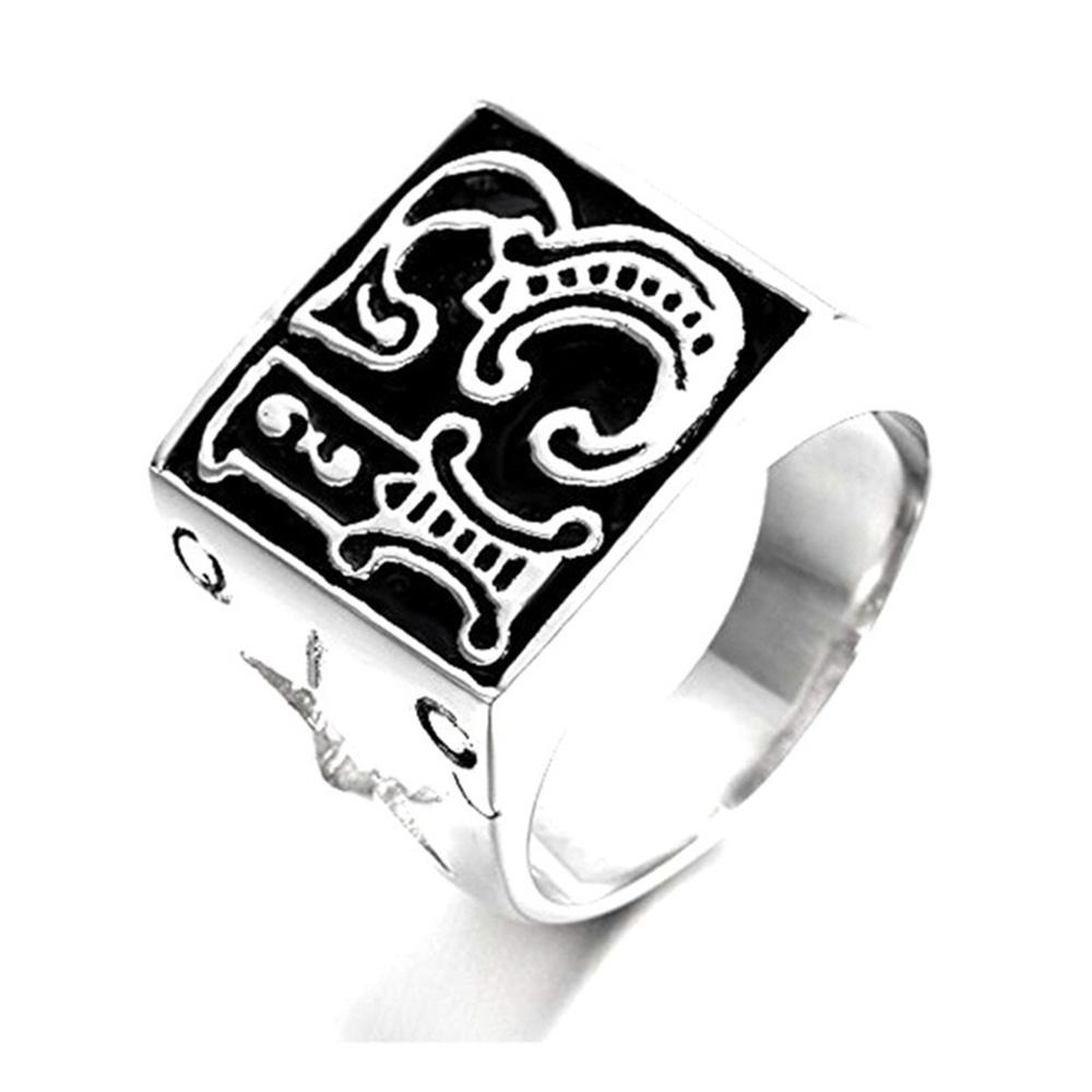 Number 13 Hollow Out Star Ring 316L Stainless Steel Rock Man Punk Ring Size 7-13