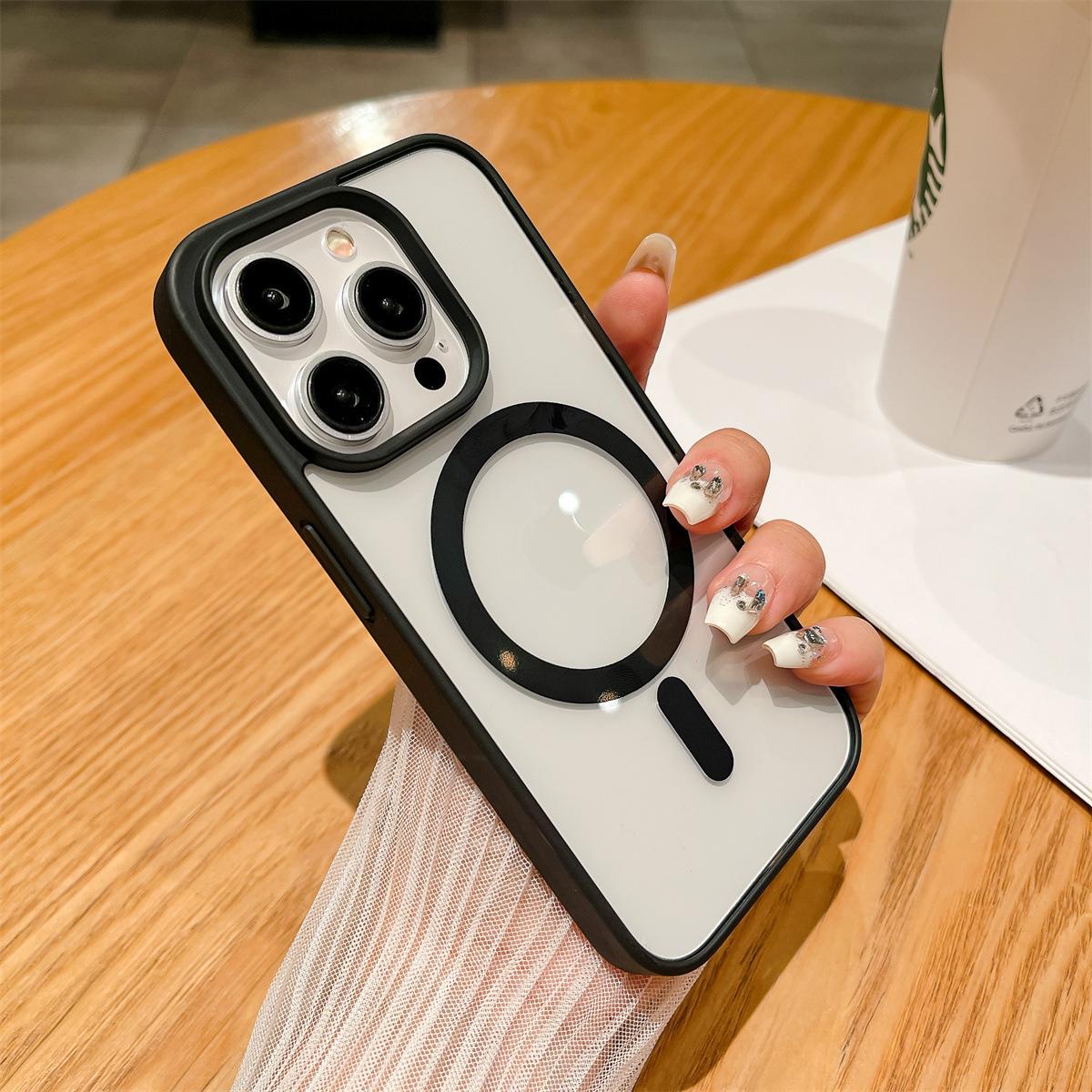 

Не желтеющий чехол Magsafe Mag Safe для iPhone 15 Pro Max 14 Plus 13 Mini 12 11 XS X XR SE 2022 2020 15Pro 8 Чехол Аксессуары For iPhone SE 2020 чёрный