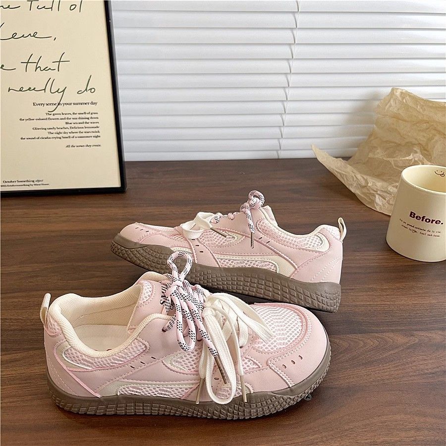 Summer mesh breathable versatile shoes trendy round head ugly cute board shoes