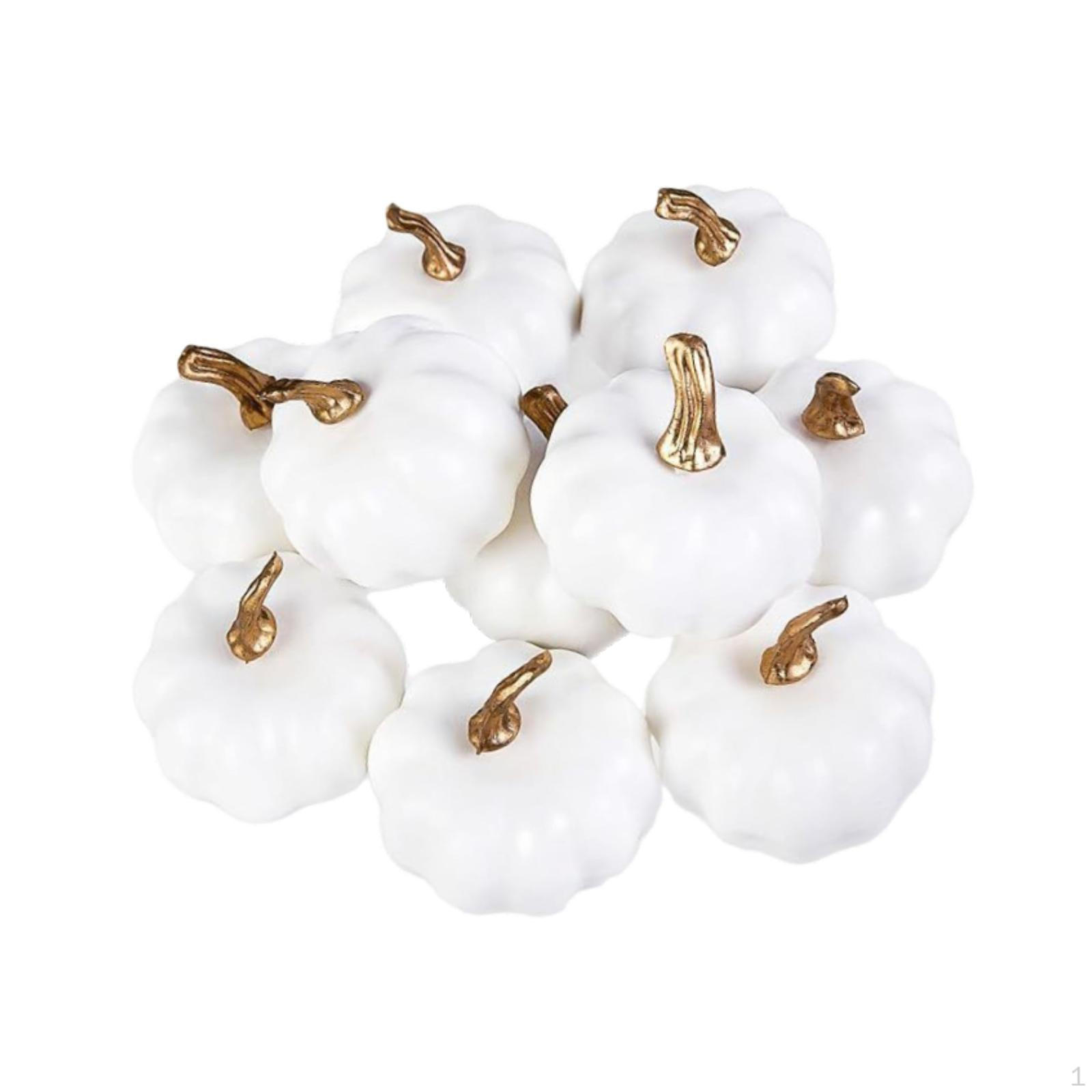

10x White Artificial Pumpkins Halloween Foam Crafts DIY Fun Versatile Decoration Ornaments