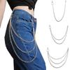 Hip Hop Punk Mode Metall Taillenkette Persönlichkeit Beliebt Jeanskette, Dreifache Schlüsselanhänger Hosenkette