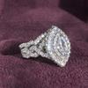 CopperMarquise Cubic Zirconia Set Rings for Women Luxury Wedding Engagement Accessories Anniversary Jewelry Gifts