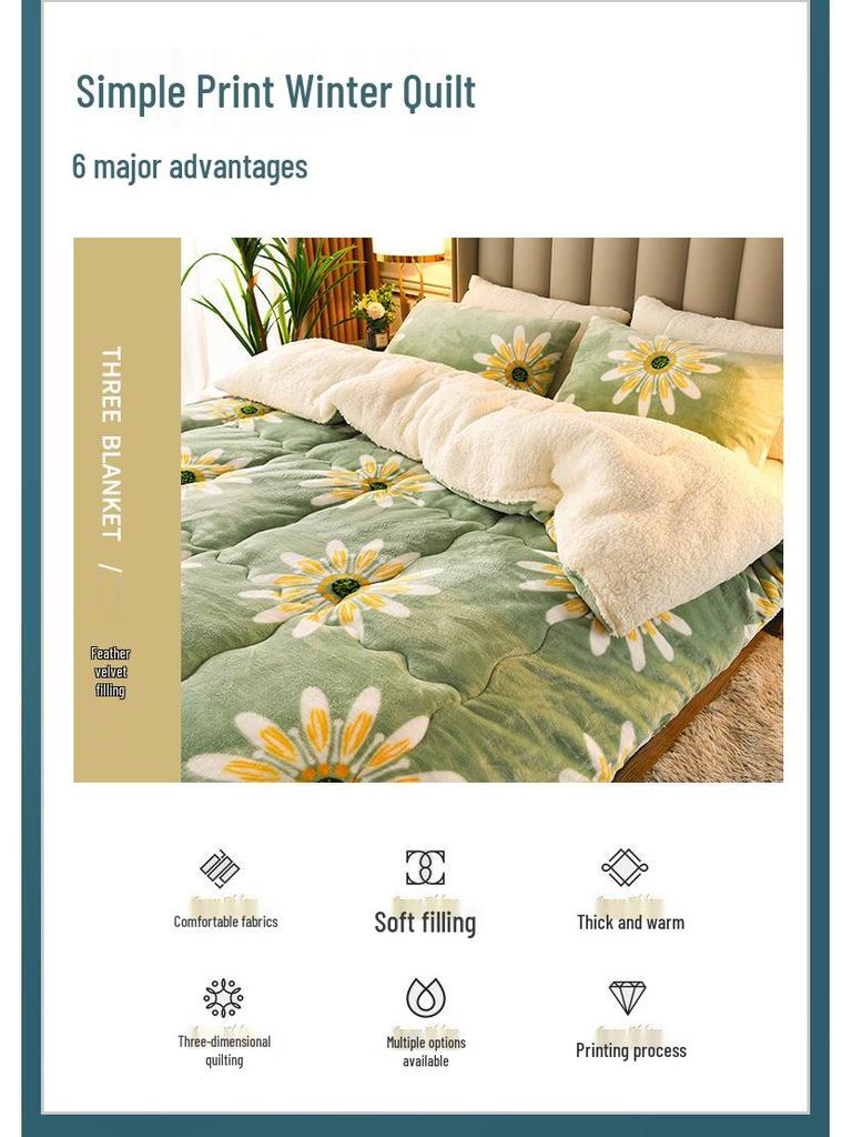 Free Shipping: Popular Lambswool Flannel Winter Quilt - Thick, Warm Bedding for Students (Single/Double Size)