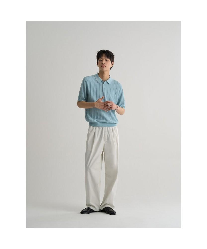 8SECONDS Texture-Modified Cool Touch Collar Neck Short Sleeve Knit Sky Blue