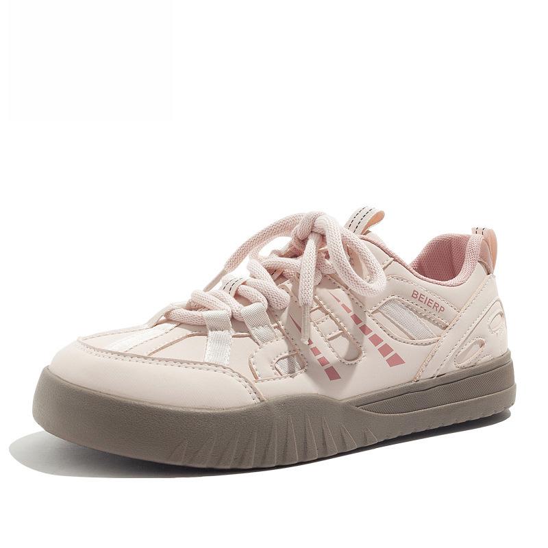 Women's Pink Retro Canvas Training Shoes - Spring/Autumn Trendy Style with Thick Sole and Comfortable Design, 2025 Collection