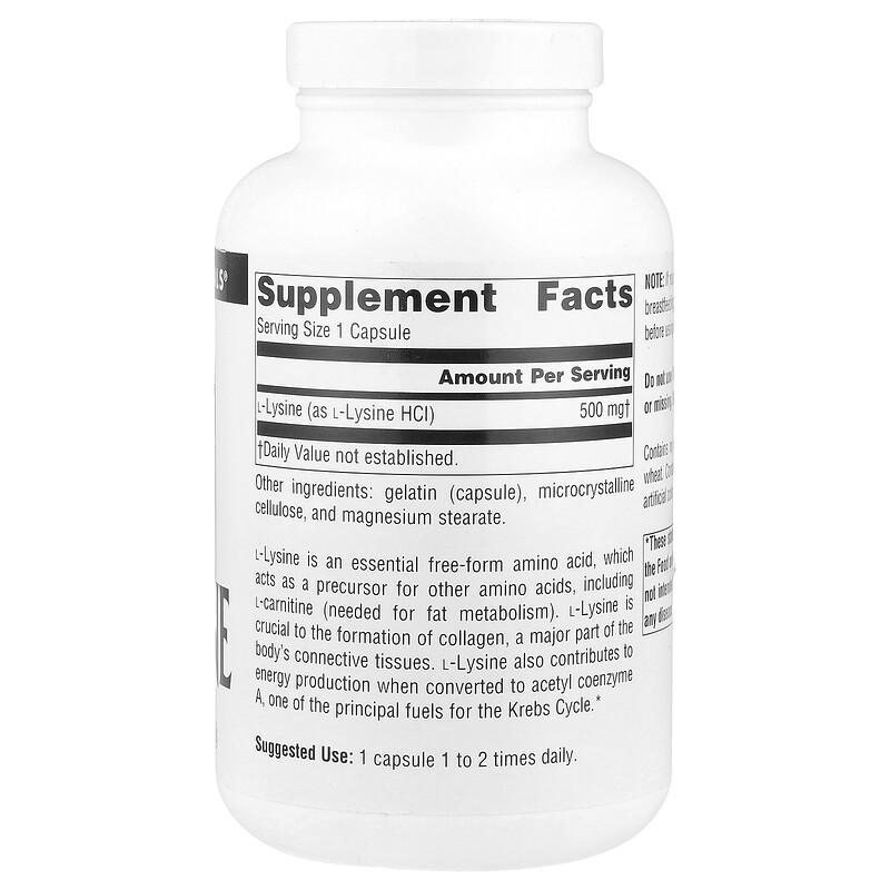 L-Lysine, 500 mg, 200 Capsules