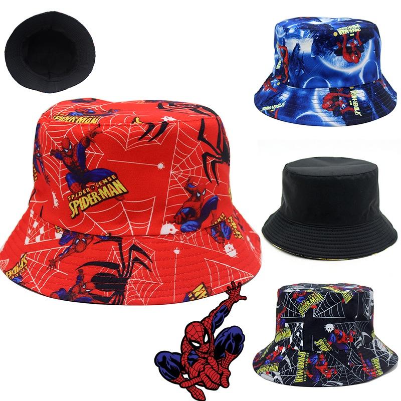 European And American Spider-man Cartoon Printed Cotton Fisherman Hat Sun Hat