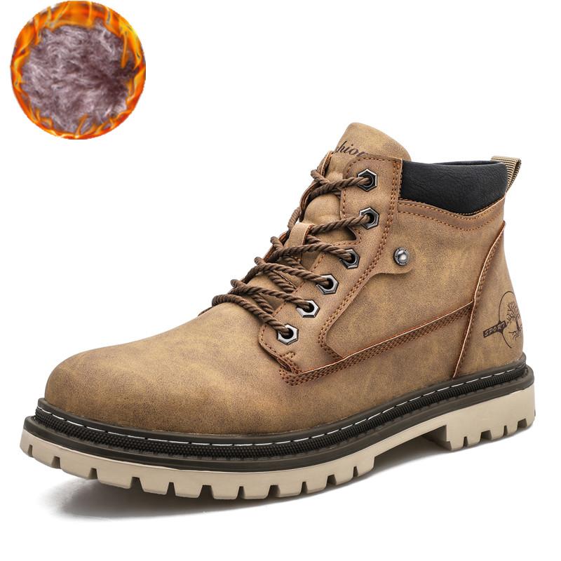 Outdoor Boots Luxury Leather Warm Fur Classic Ankle Boots Outdoor Brand Motorcycle Boots Luxury Shoes for Spring and Autumn