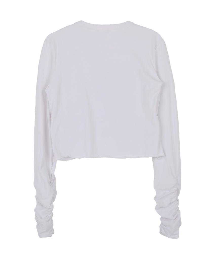 HARDCORE HAPPINESS Shirring Detail String Long Sleeve T-Shirt_White