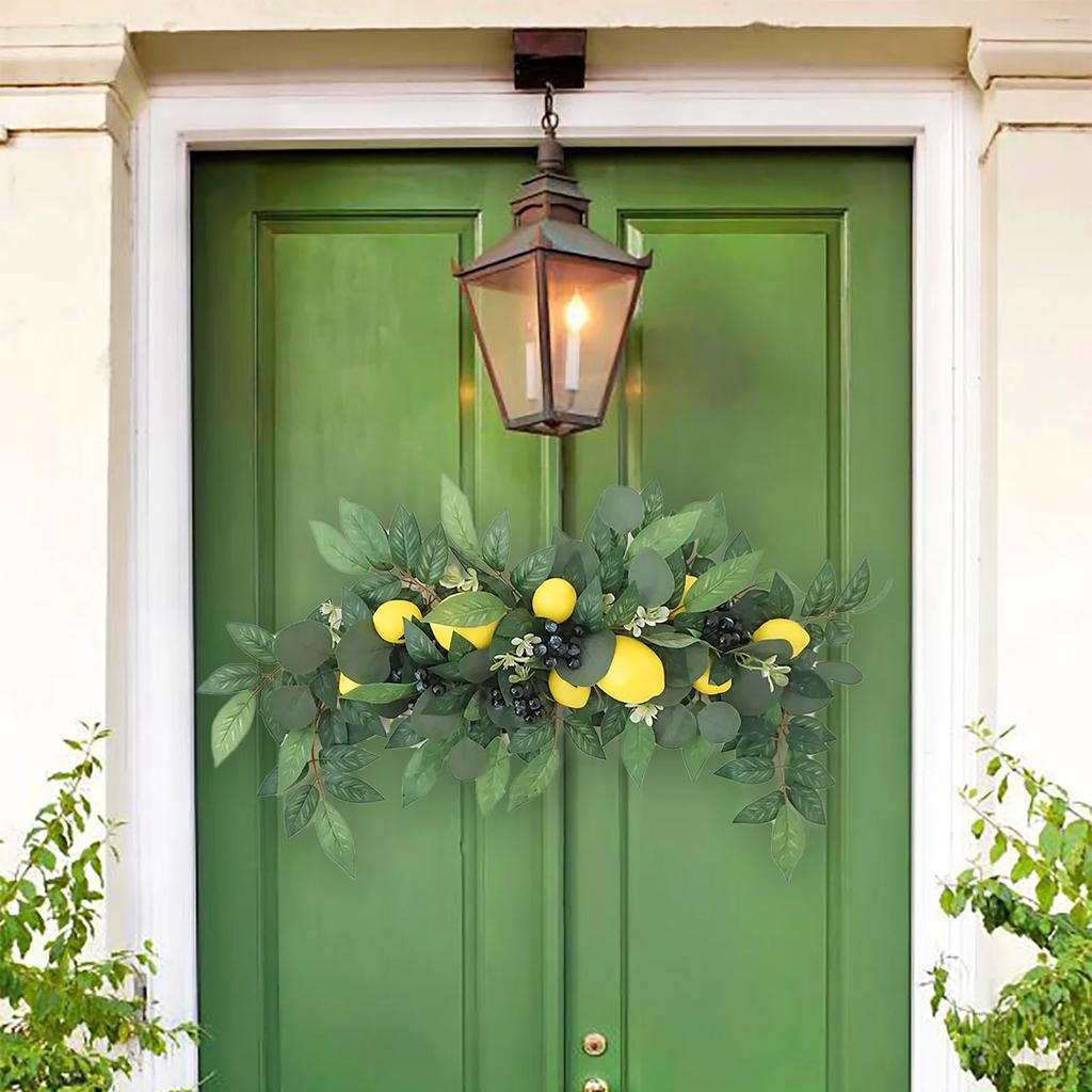Artificial Lemon Berry Wreaths Rattan Wreaths Garlands Flower Swag Spring Fruit Wreath Natural Materials Wall Xmas Ornaments