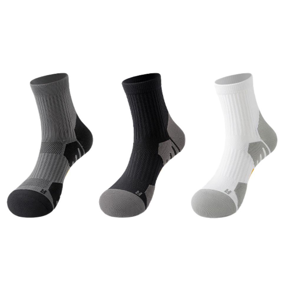 Men's Thickened Terry Non-Slip Sports Socks for Badminton, Running, Basketball, and Marathons