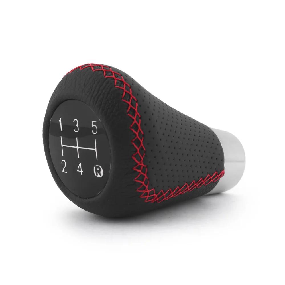 Universeller 5-Gang Schaltknauf mit roter Naht Leder Auto Schalthebel für Schaltgetriebe - M8 M10 M11 M12