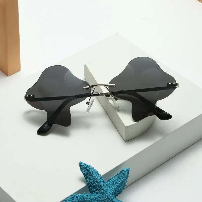Mushroom Rimless Sunglasses Unisex Fashion Concave Shape Funny Party Streetwear Sun Glasses for Men Women