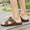 Fashion Luxury Brand Summer Comfort Sandals Men's Outdoor Casual Dual-purpose Slippers Genuine Leather Non-slip Breathable Beach Sandals