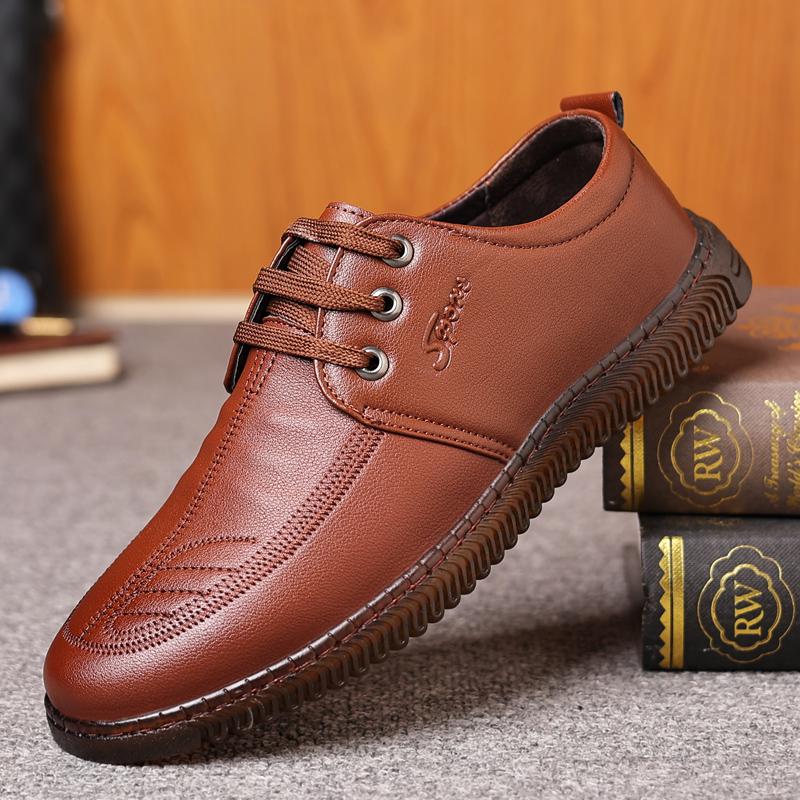 

Men S Business Formal Wear Shoes British Style Black Casual Leather Shoes For Mens JZ-1008 38 коричневий