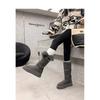 Tall boots, warm cotton shoes, Northeast snow boots, women's winter piled and thickened gray thick-soled heightening fluffy short boots
