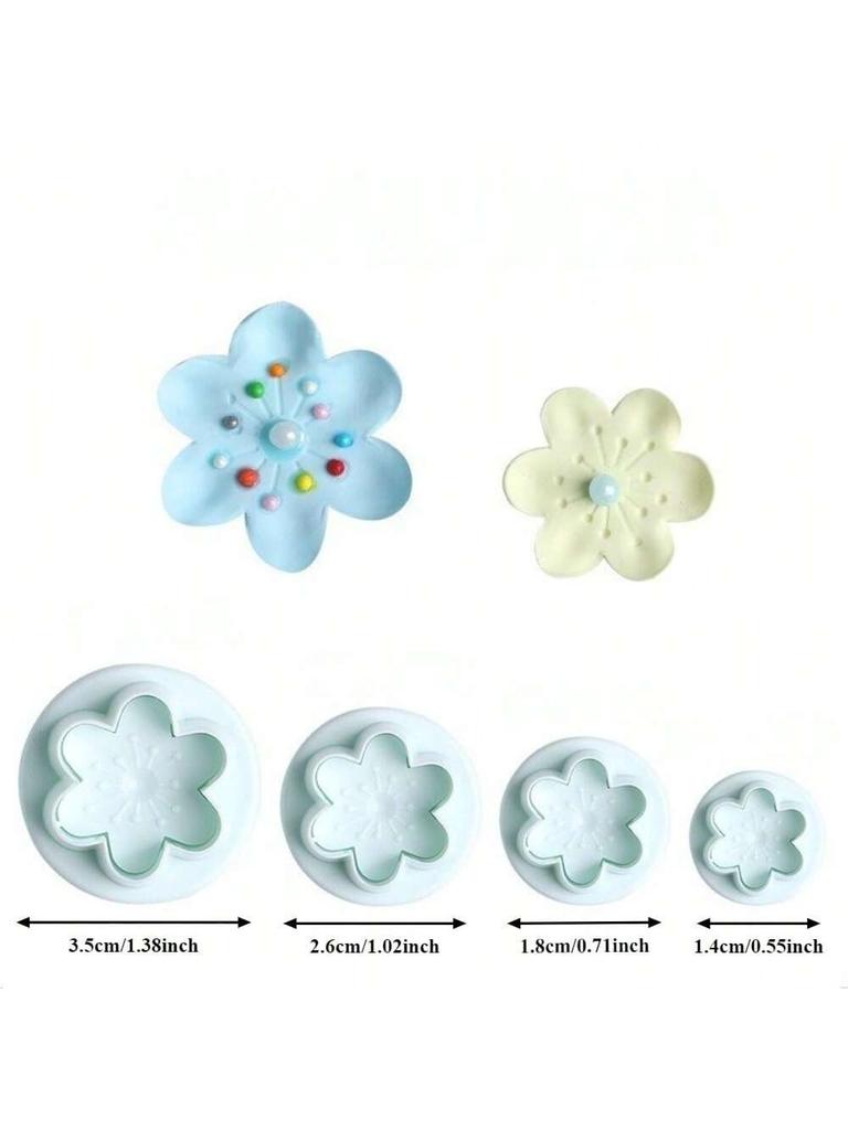 3/4 Pieces Peach Blossom Shape Biscuit Cutters Cookie Stamps Plunger Cutter Fondant Molds Embossing Spring Mold Baking Tool