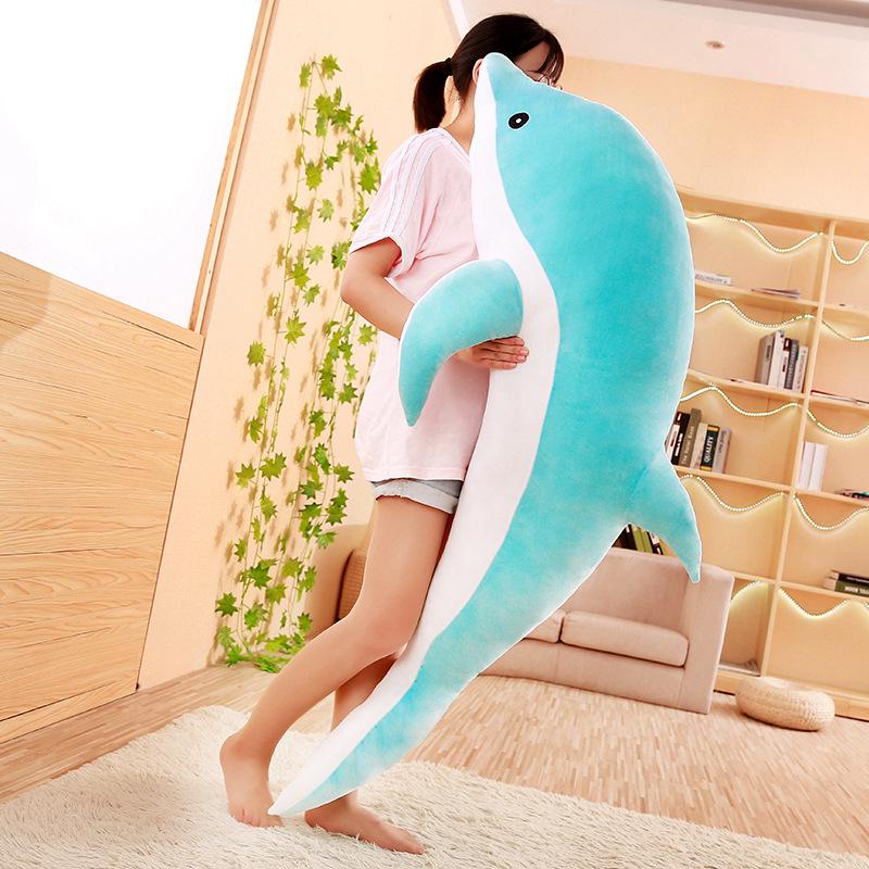 160CM Taglie Giganti Giocattoli di Peluche Delfino Adorabile Peluche Morbido Animale Cuscino Bambole Pesce per Bambini Ragazze Cuscino per Dormire Regalo