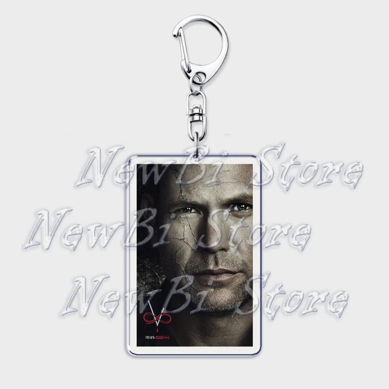 TVD The Vampire Diaries Keychain for Accessories Bag Damon Stefan Salvatore Elena Gilbert Key Chain Keyring Jewelry Fans Gifts