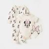 3Pcs Newborn Rompers Soft Cotton Cartoon Print Baby Footed Jumpsuits + Bib Infant Boy Girl Clothes