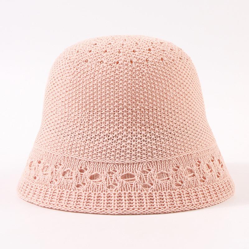 2024 Новая Художественная Ретро Ажурная Шляпа-Ведро для Женщин Регулируемый Размер Защита от Солнца Дышащая Ветрозащитная Летняя Весенняя Вязаная Шляпа-Ведро розовый