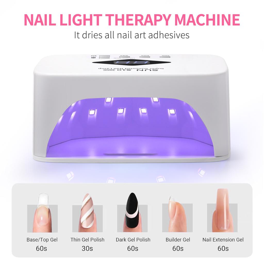 120W UV LED Nail Lamp Professional 30 LEDs Nail Dryer with 3 Timer Settings Rechargeable Manicure Lamp for Curing All Nails Gel