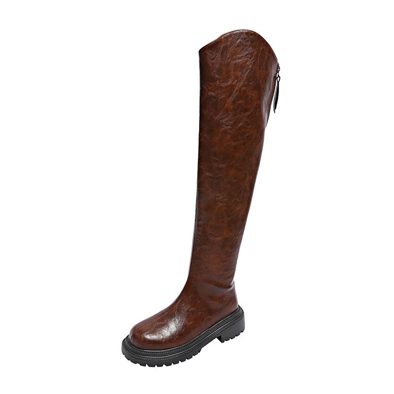 Long Tube Boots For Women 2025 Winter New Height Increasing Knight Boots Thick Heel Retro Long Boots For Women Versatile Women'S