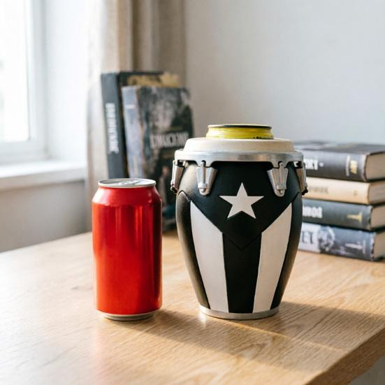 Puerto Rican Flag Conga Style 3D Printed Can Holder, Beverage Insulator, Lightweight 12oz Can Cooler for Parties Beaches Barbecues Caribbean Gift