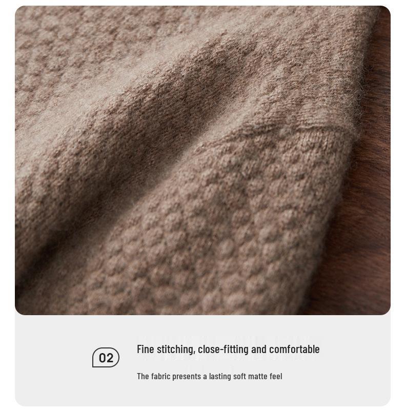 2025 Autumn/Winter Men's Solid Color Cashmere Polo Neck Knitwear, Soft & Fluffy Long Sleeve