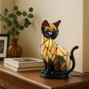 Cute Cat Lamp Stained Glass Retro Led Stained Resin Tabletop Night Light Bedroom Atmosphere Lights Gift For Dog Cat Lovers