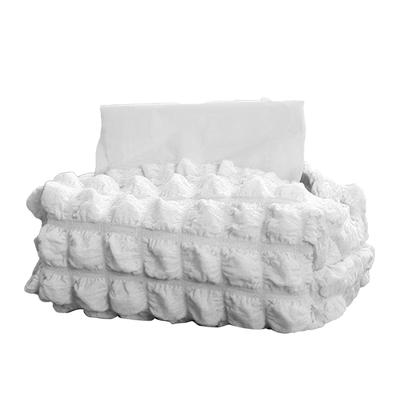 Tissue Box Cover Bag Polyester Cotton Bubble Yarn Decorative Tissue Bag Storage with Thick Canvas
