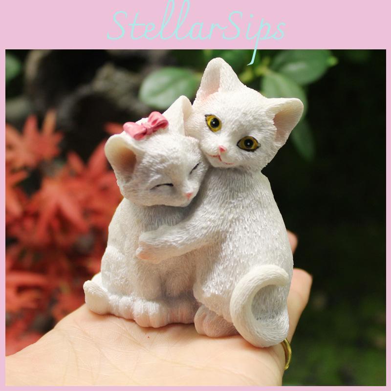Resin Cute Couple Kitten Arts And Crafts Home Desktop Decorations Birthday Gifts