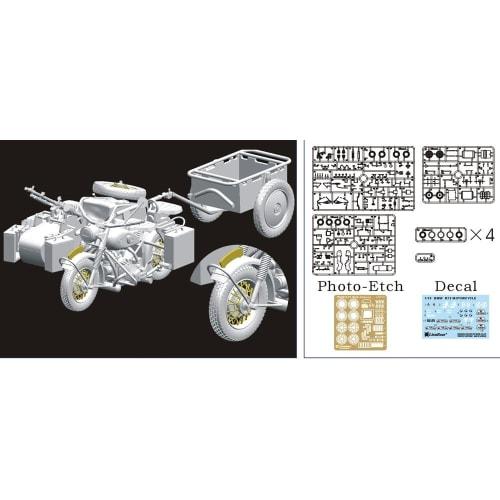 Great Wall Hobby 1/35 Scale World War II German Military Motorcycle R75 with Sidecar Plastic Model L3510
