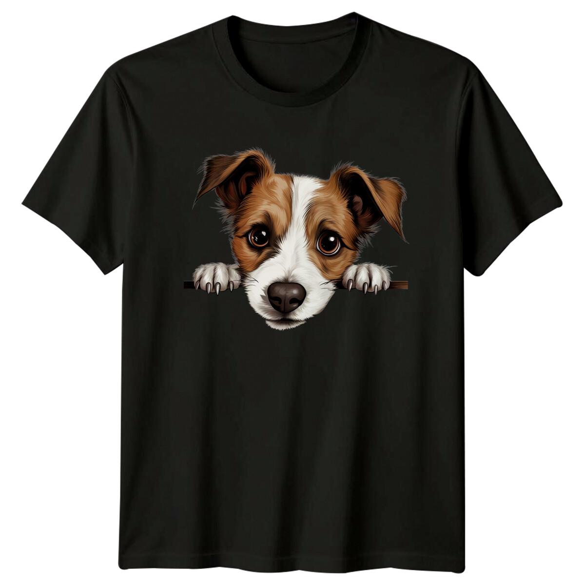 Милая футболка с выглядывающим джек-рассел-терьером. Щенок Домашнее Животное Футболка S