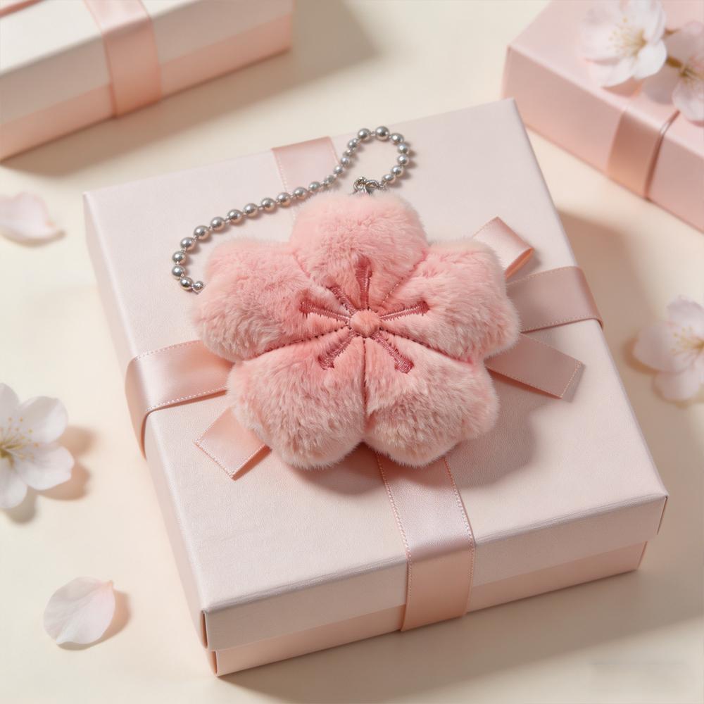 New Sakura Series Healing Plush Doll Keychain Cute Cherry Blossom Keyring Key Backpack Pendant Bag Charm Accessories Gifts