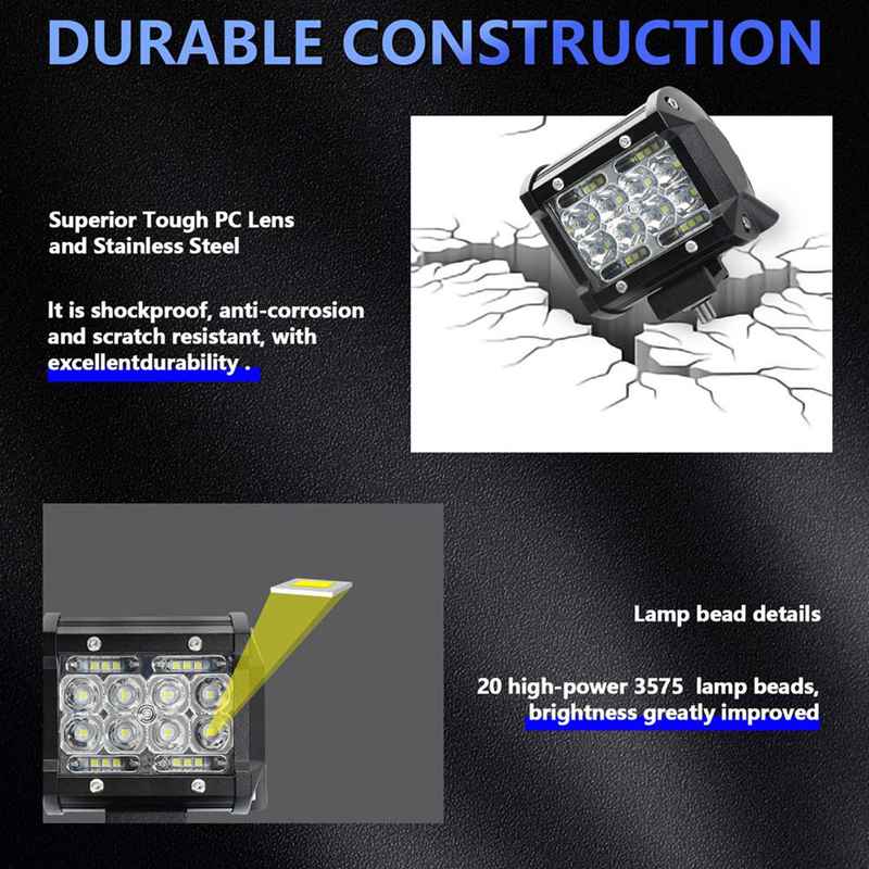 4X LED Light Bar, LED Light Pods 4 Inch 60W 6000Lm LED Truck Work Lights Spot Lights LED Pods For Boat Pickup ATV UTV RV