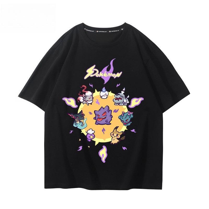 Pokémon Gengar Printing Tee 100 Cotton Tshirt Mens 2026 Summer Fashion Oversize Street Casual Y2K Tops Streetwear Clothing