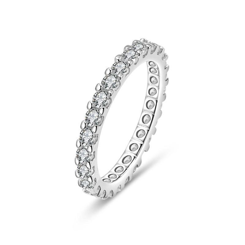 Baby s Breath Women s Real Diamond Band Ring Light Luxury Fashion Single Row Full Paved Diamond Finger Ring Jewelry