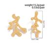 Ingemark Trendy Elegant Irregular Geometry Coral Stud Earrings For Women Vintage Creative Gold Color Piercing Earrings Jewelry