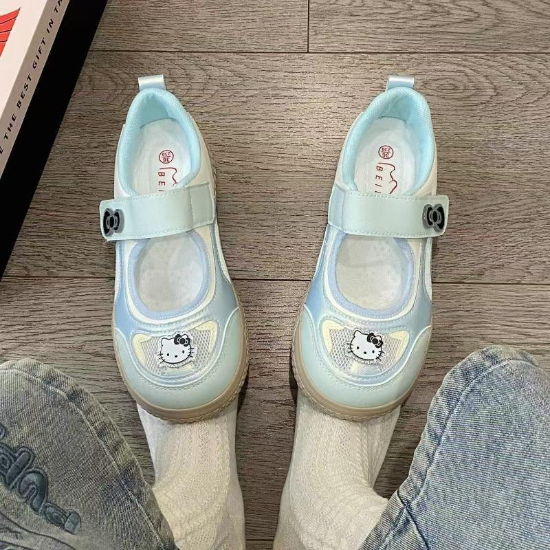 

Autumn new breathable mesh white shoes Velcro board shoes women s casual Mary Jane women s shoes single shoes 40 синий