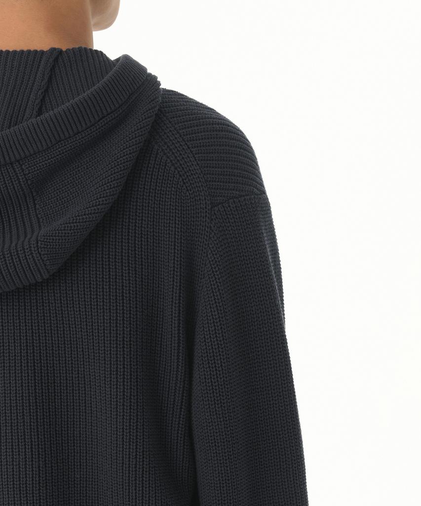 MUSINSA STANDARD Ribbed Knit Hooded Zip-Up [Iron Grey]