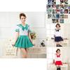 Charming Japanese School Girl Dress Outfit Cosplay Costume Set With Turn-down Collar