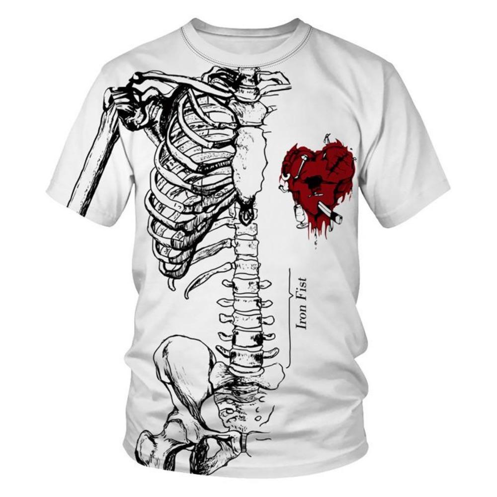 New Halloween Skeleton 3D Graphic T Shirts For Men Women Harajuku Round Neck Tees Tops Clothing Skull Halloween Costume T-shirt