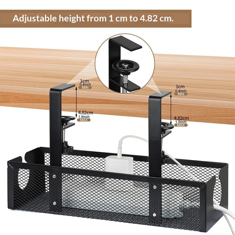 Under Desk Cable Management Tray No Drill Easy Clean Metal Cable Organizer for Home Office Small Business Desk Wire Storage