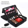 "Large Portable Pink Cosmetic Bag for Women - High-Capacity Makeup, Tattoo, and Nail Tool Storage"