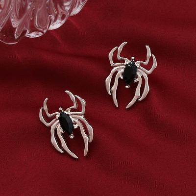 Halloween Gothic Retro Old Spider Zircon Earrings Women Fashion Design Black Zircon Earring Party Jewelry Gifts Wholesale