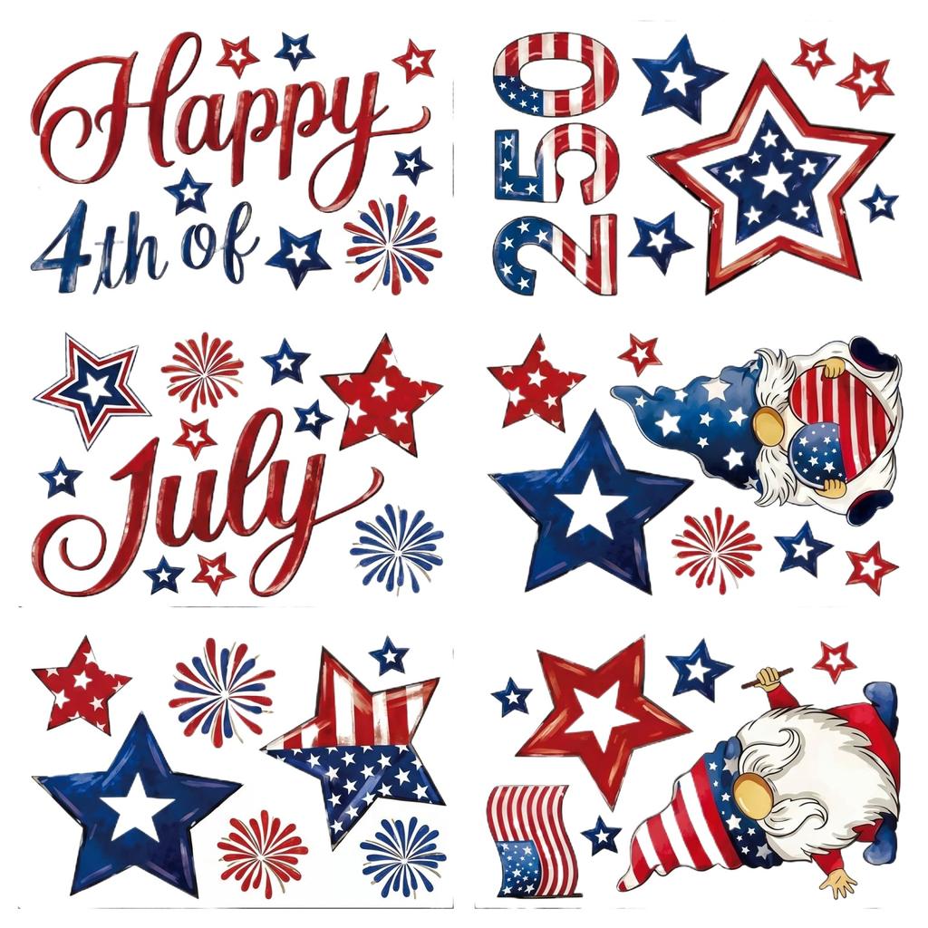 Static Cling Window Decorations for Independence Day Celebration Patriotic Window Clings for Classroom School Window Displays Holiday Party Decor