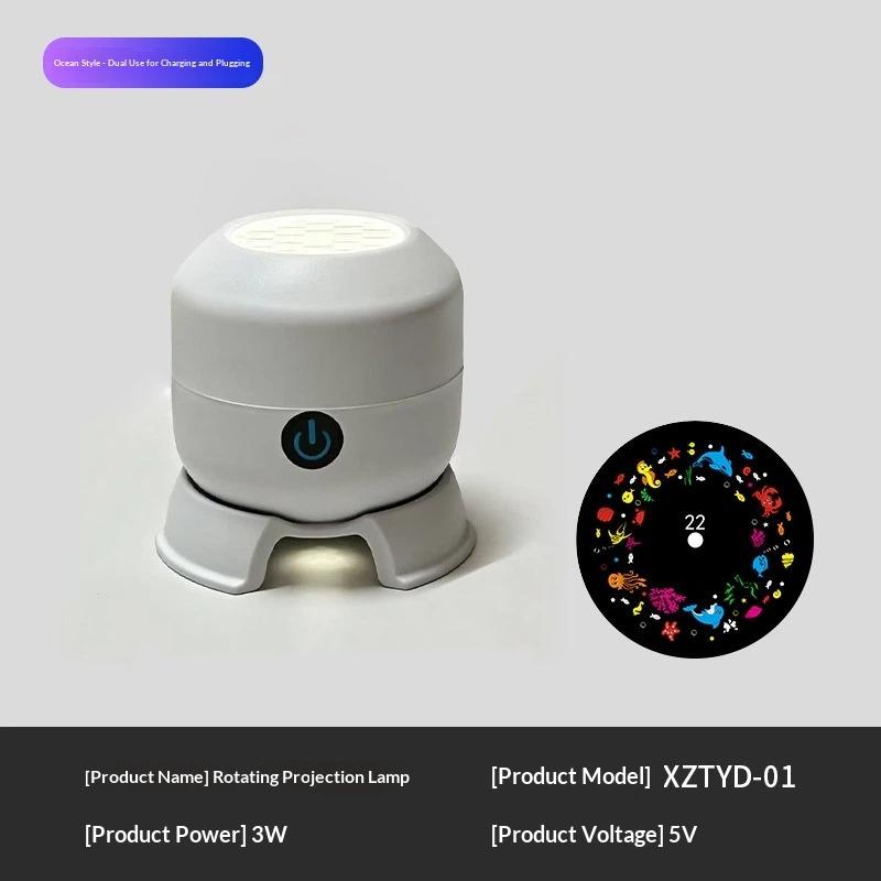 Led Ocean/Snowflake Projector Light 360 Degree Rotating Dynamic Night Light Rechargeable Usb Powered Ambient Lamp Decorative Lighting